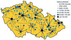 Obr. 3. Přirozená síť středisek vyššího významu Obr. 3. Přirozená síť středisek vyššího významu