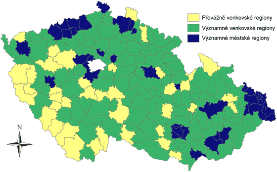 Vymezení venkovských regionů podle hustoty zalidnění dle obcí s rozšířenou působností (ORP) -- limit 100 obyv./km2 (47 kB)