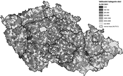 Velikostní kategorie obcí na území ČR v&nbsp;roce 2001