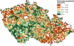 Podíl trvale neobydlených domů ve venkovských obcích v&nbsp;roce 2011