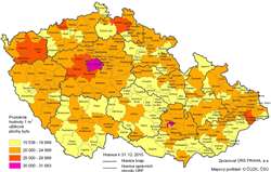 Průměrné hodnoty užitkové plochy bytů v&nbsp;nových RD dokončených v&nbsp;letech 2007–2010 podle SO&nbsp;ORP