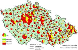 Kartogram 6. Podíl bytů v&nbsp;RD podle kategorií energetické účinnosti z&nbsp;celkového počtu dokončených bytů v&nbsp;RD 2010 podle obcí