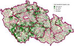 Ohniska trvale neobydlených rekreačních objektů s&nbsp;více jak 30&nbsp;% podílem na všech domech v&nbsp;obcích